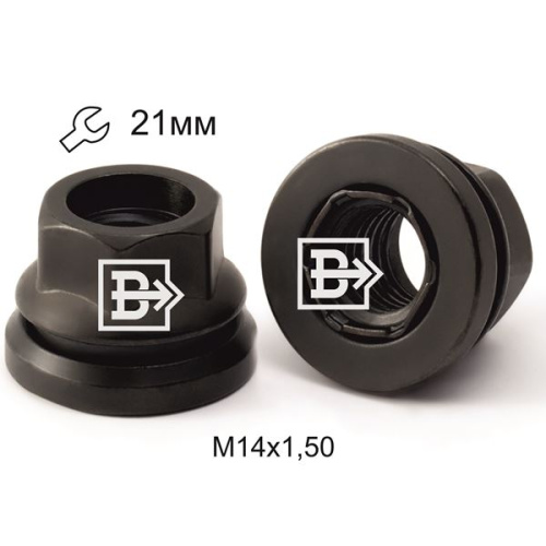 Гайка колеса M14x1.5 Прессшайба h-24мм открытая, Черный, Ключ 21, MB Sprinter  Арт. MB0048 BA