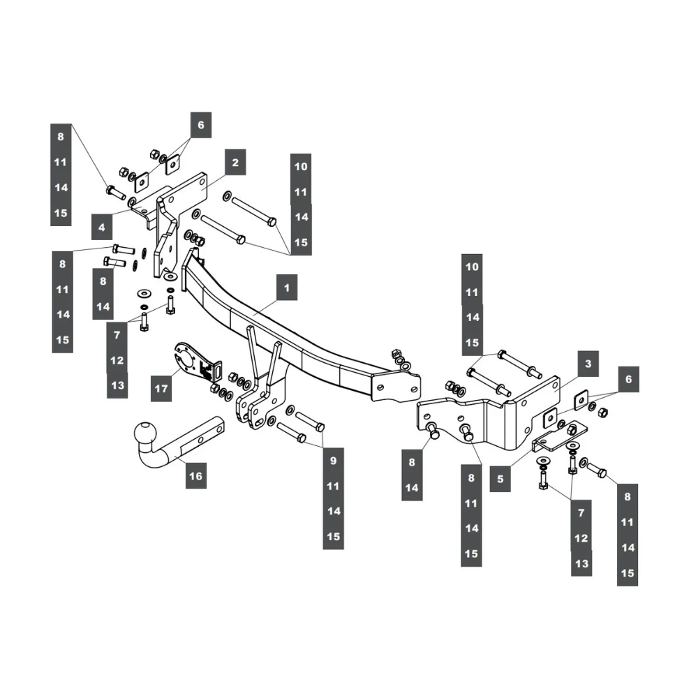Фаркоп Hyundai Grand Santa Fe (DM) 2013-2016 BALTEX Арт. 109166