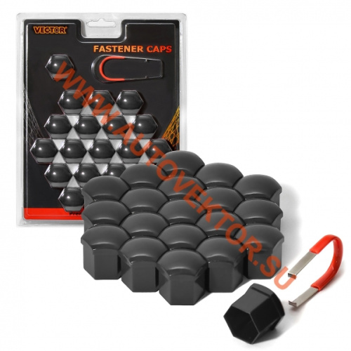 Декоративные колпачки для колесных гаек и болтов Big HEX19(Black) Vector