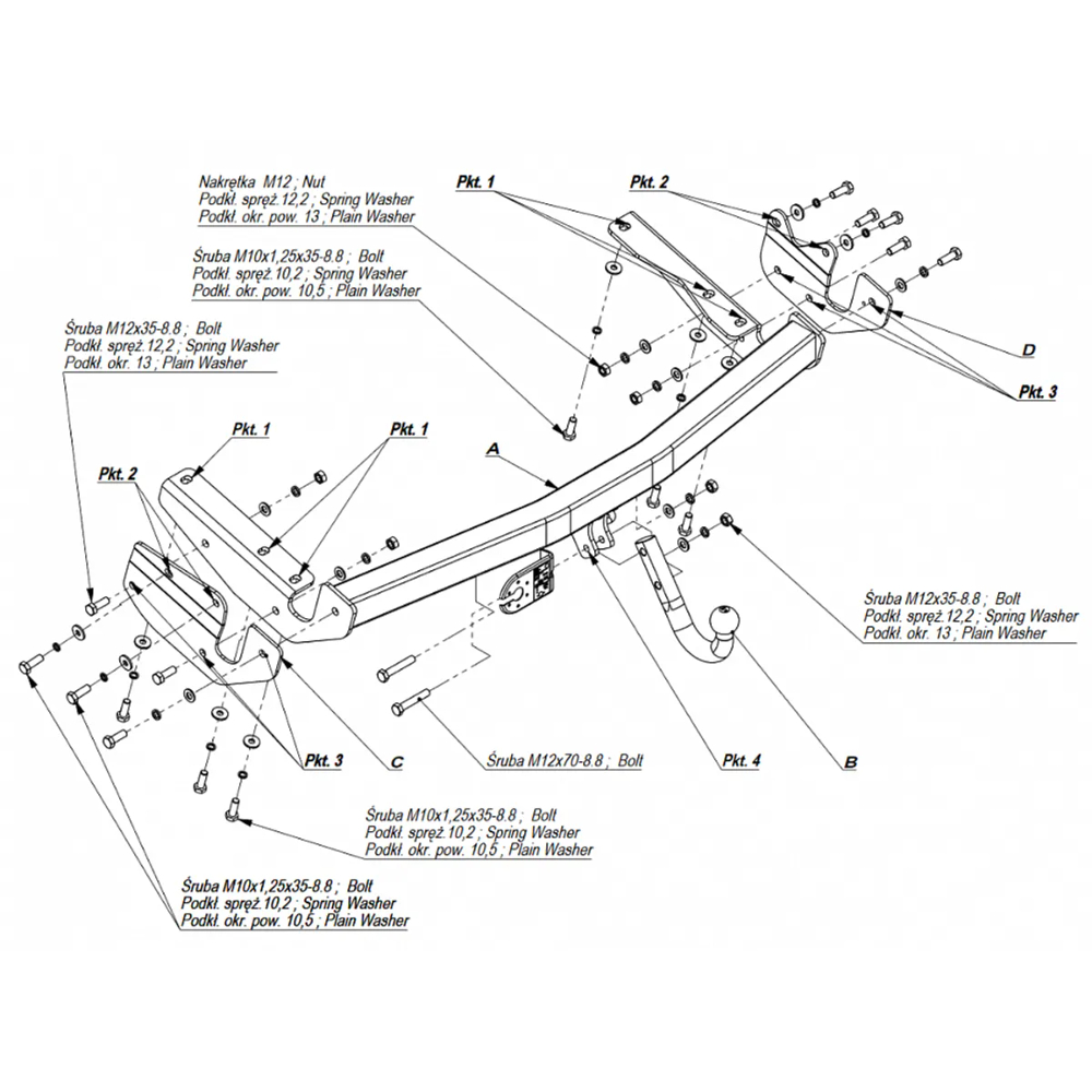 Фаркоп Toyota Highlander (U20) 2003-2007 FL IMIOLA Арт. T033