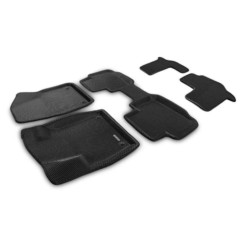 Коврики в салон Volkswagen Teramont  2017-2022, 3D EVA Euromat, Черный, 3 ряда Арт. EM3DEVA0054101