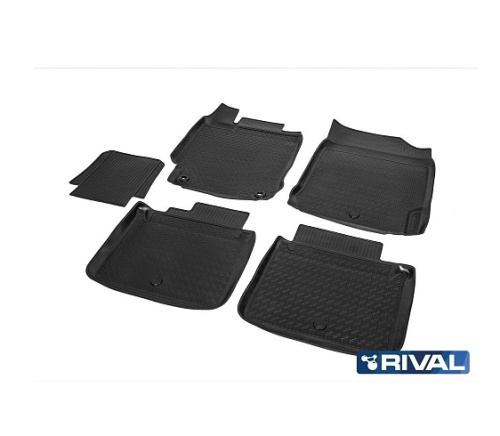 Коврики в салон Toyota Camry (XV50) 2014-2017 FL1, полиуретан Rival, Черный, Арт. 15701002